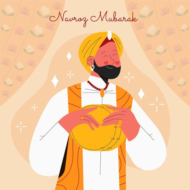 Ilustração desenhada à mão parsi de ano novo