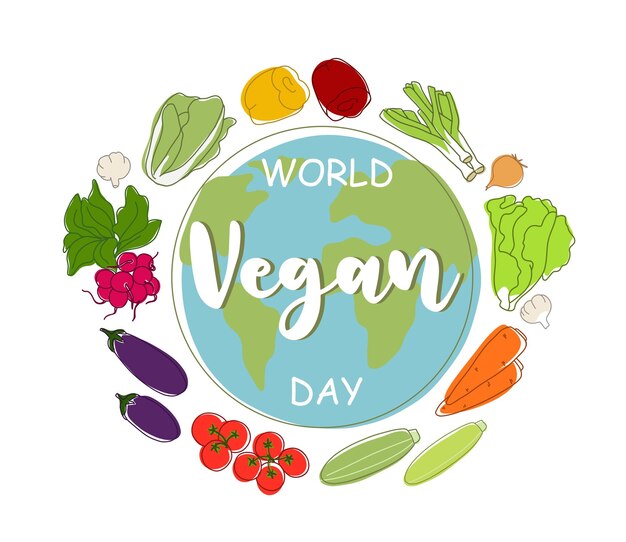 Logo de ilustração vetorial de planeta vegetariano vegan de