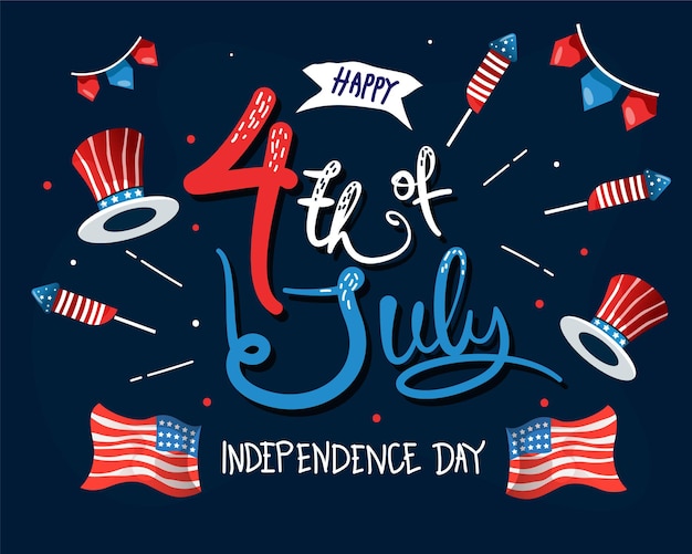Ilustração Desenhado à mão em 4 de julho, dia da independência