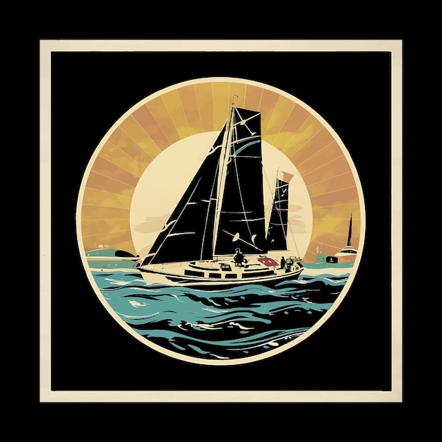 Vetor ilustração desenho de camiseta de barco