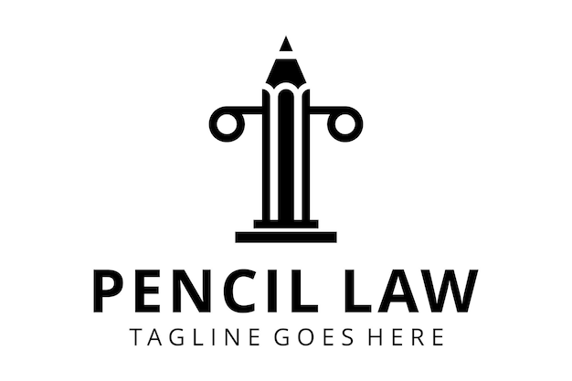 Ilustração design de símbolo de pilar de escritório de advocacia com modelo de logotipo de sinal de escrita de caneta