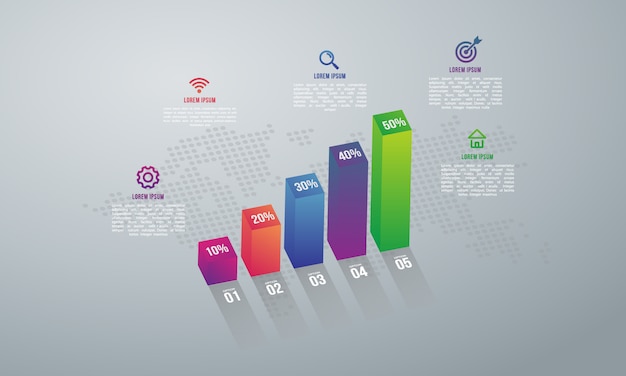 Ilustração digital 3d abstrata infographic. usado para layout de fluxo de trabalho, diagrama, opções numéricas