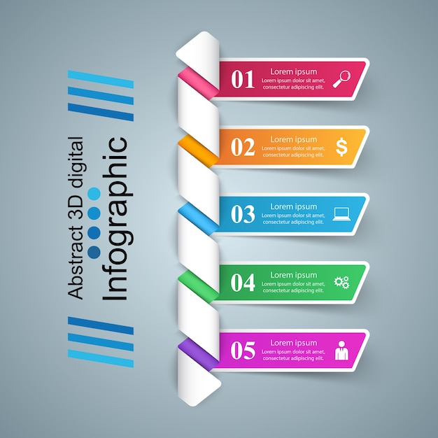 Ilustração digital 3D abstrata Infographic.