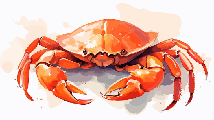 Vetor ilustração digital criativa desenhada à mão de um caranguejo elegante com toque artístico