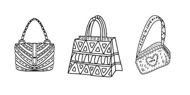 Ilustração digital da coleção de bolsas de mão