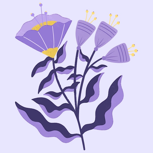 Ilustração digital de flores em floração estética
