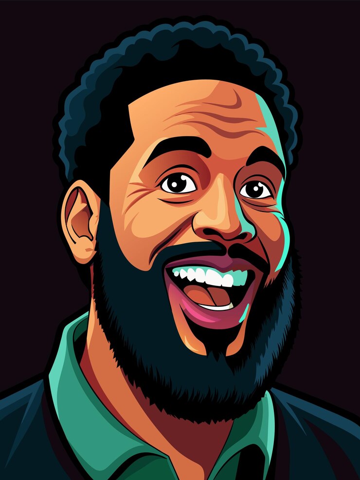 Vetor ilustração digital de um homem mulato sorridente e vibrante