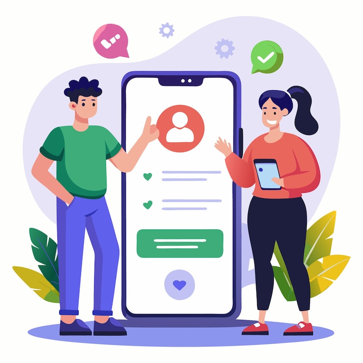 Vetor ilustração digital vetorial com duas pessoas de pé