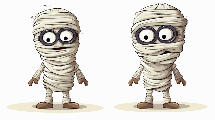 Vetor ilustração divertida de uma múmia com óculos