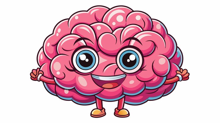 Vetor ilustração divertida de vetores cerebrais de desenho animado para fins educacionais