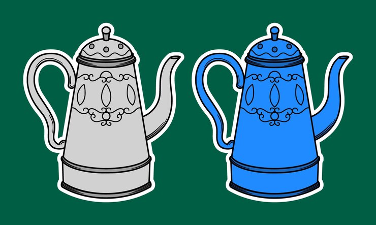 Vetor ilustração do adesivo do doodle da chaleira de café