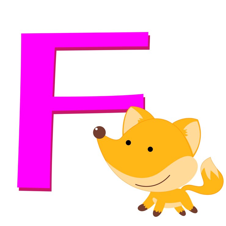 Vetor ilustração do alfabeto animal isolado f com raposa em branco