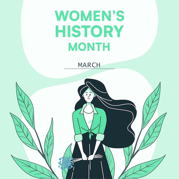 Ilustração do banner do mês da história da mulher