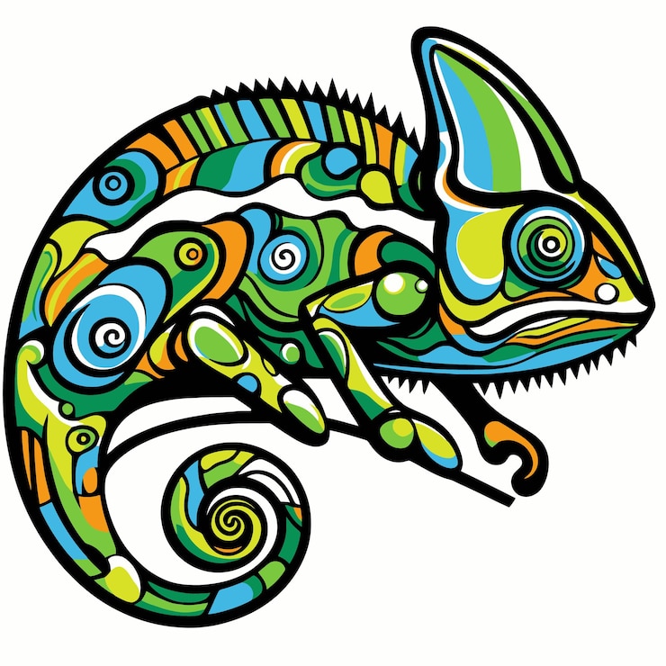 Vetor ilustração do camaleão ilustração de um camaleão no estilo cubismo