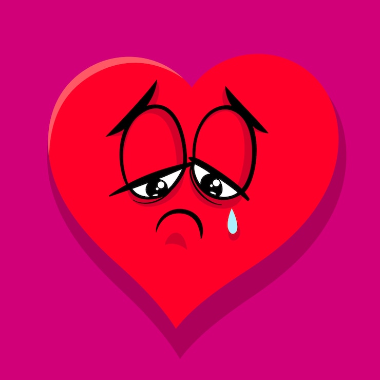 Vetor ilustração do cartoon do coração quebrada triste