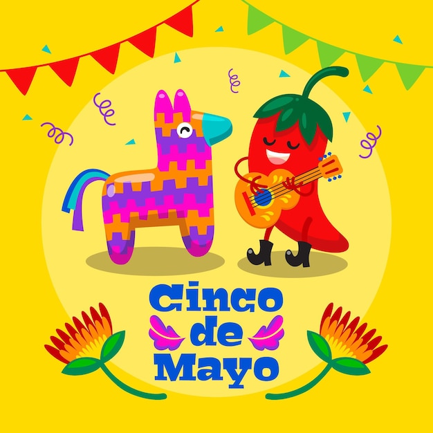 Ilustração do cinco de mayo dos desenhos animados