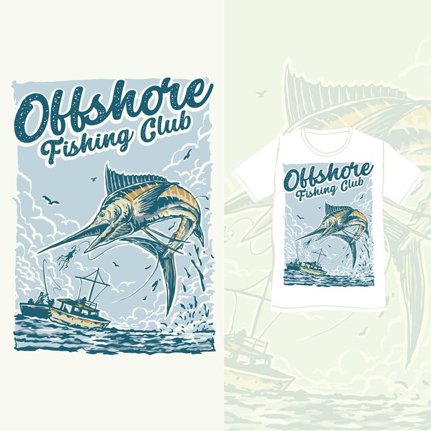 Vetor ilustração do clube de pesca offshore