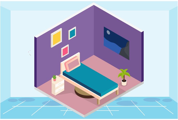 Vetor ilustração do conceito da cama elegante e bonita