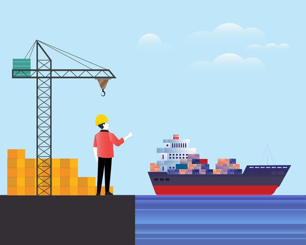 Ilustração do conceito de barco de navegação elegante e bonita