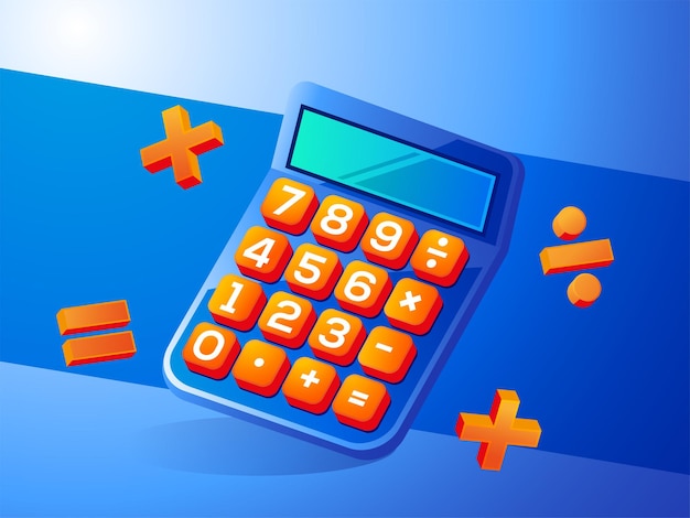 Ilustração do conceito de calculadora realista