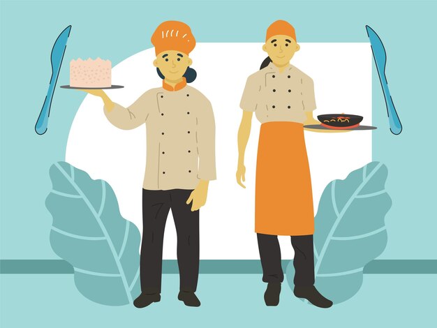 Ilustração do conceito de chef elegante e bonita