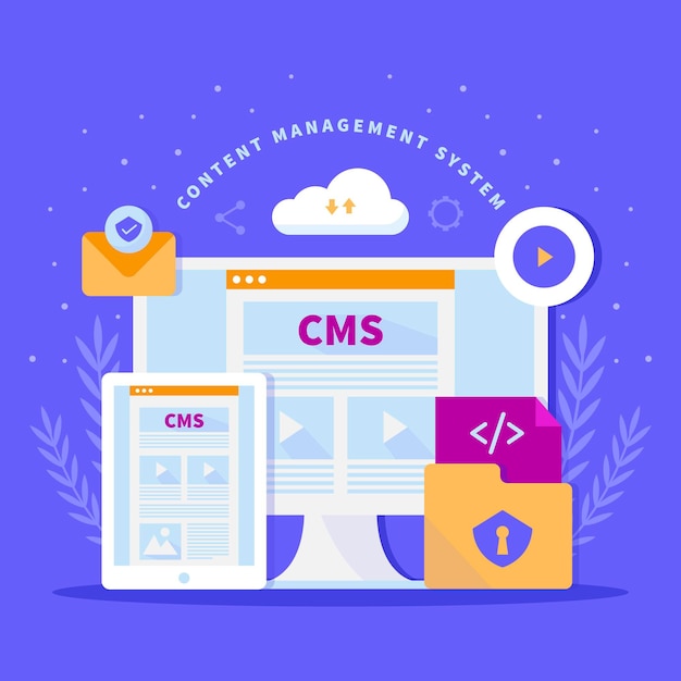 Ilustração do conceito de cms plana