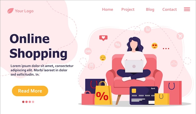 Vetor ilustração do conceito de compras on-line perfeita para a página de destino do aplicativo móvel de banner de design web