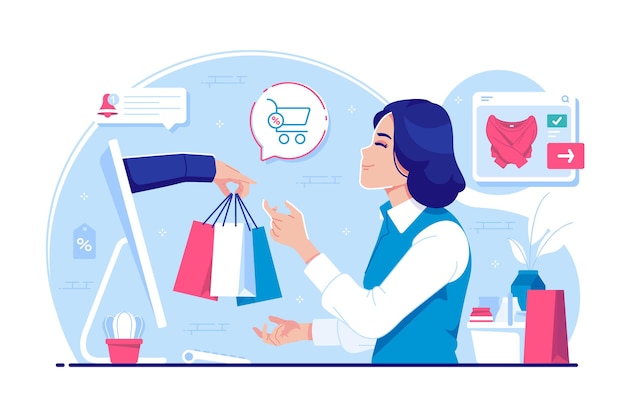 Ilustração do conceito de compras online