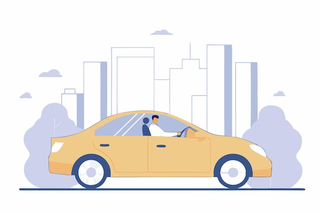 Ilustração do conceito de condutor urbano em fundo branco