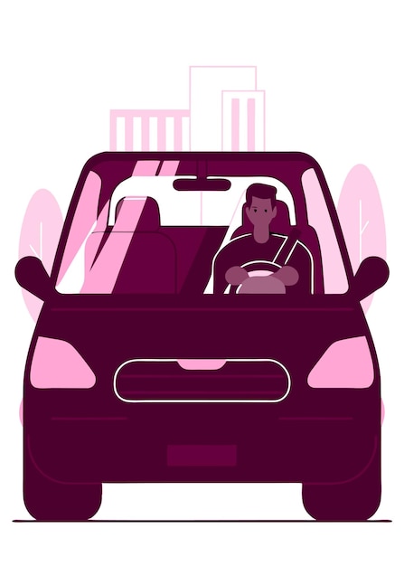 Ilustração do conceito de condutor urbano em fundo branco
