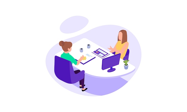 Ilustração do conceito de consultoria de negócios. Design plano com personagens de desenhos animados