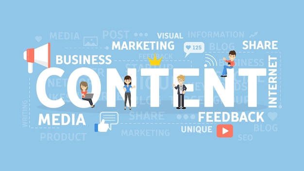 Ilustração do conceito de conteúdo Ideia de mídia de negócios e marketing