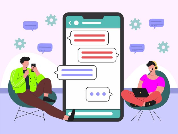 Ilustração do conceito de conversa digital elegante e bonita