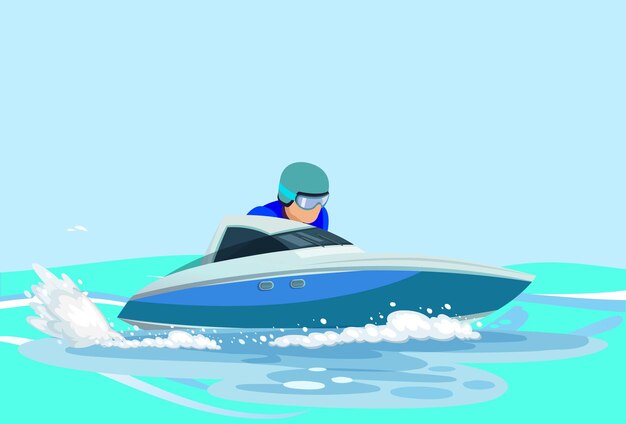 Ilustração do conceito de corrida de barcos a motor elegante e bonita