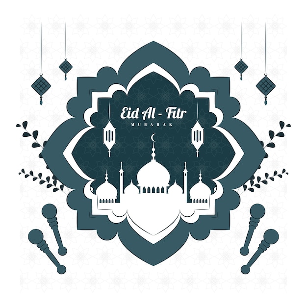 Ilustração do conceito de eid al fitr mubarak