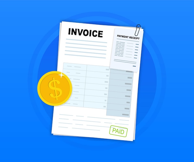 Ilustração do conceito de fatura relatório de contabilidade financeira pagamento e fatura de fatura enviando e recebendo pagamento usando fatura eletrônica design de sinal de imposto ilustração vetorial