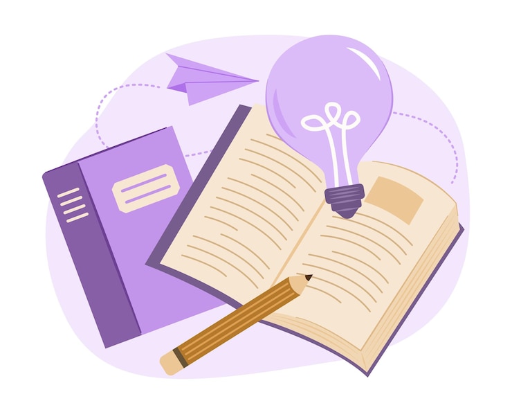 Vetor ilustração do conceito de lâmpada e livros flutuantes para educação e conhecimento