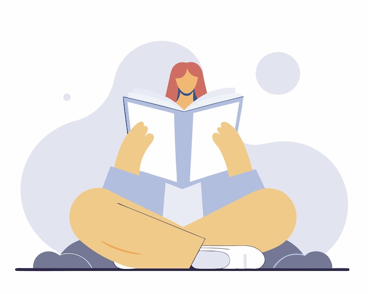 Vetor ilustração do conceito de leitura da mulher