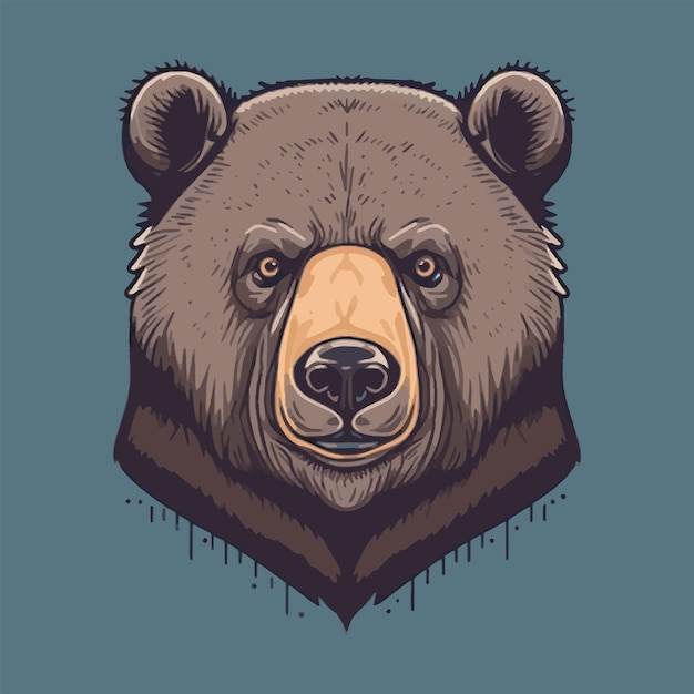 Ilustração do conceito de logotipo de cabeça de urso selvagem para ícone de mascote ou cartaz