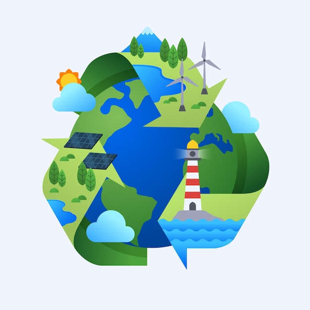 Ilustração do conceito de mudança climática de design plano