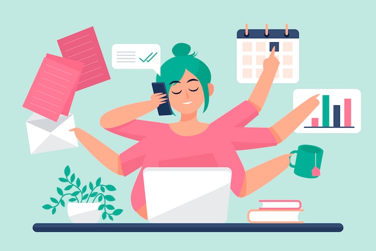 Vetor ilustração do conceito de multitarefa
