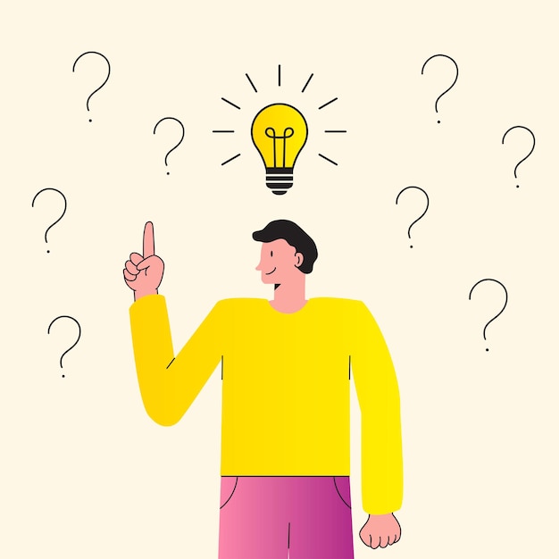Ilustração do conceito de pessoa com lâmpada bussines