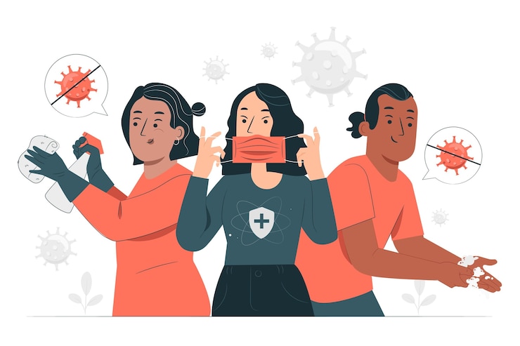 Vetor ilustração do conceito de prevenção de recuperação de epidemia