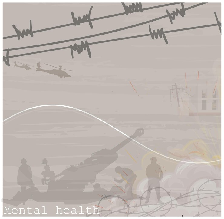 Vetor ilustração do conceito de saúde mental e síndrome pós-traumática