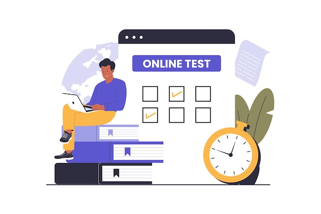 Ilustração do conceito de teste em linha
