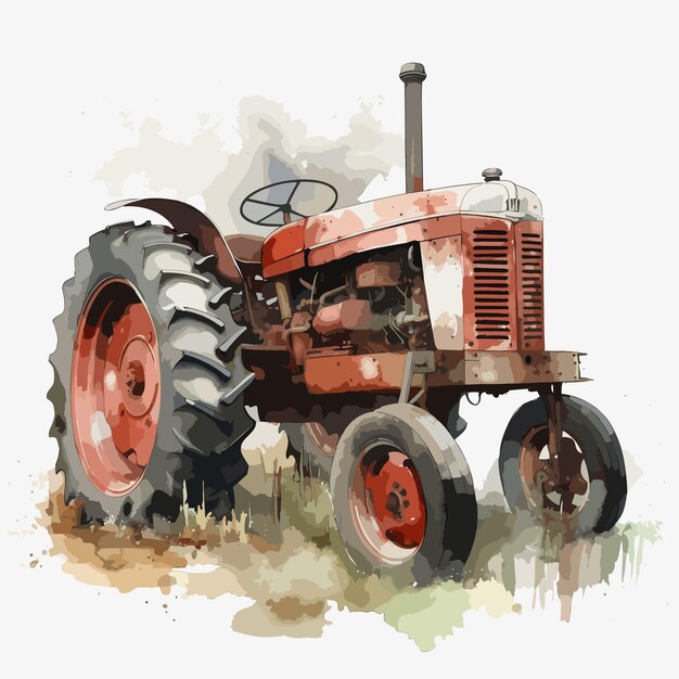 Vetor ilustração do conceito de tractor agrícola em aquarela