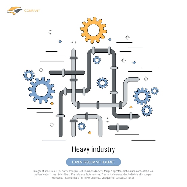 Vetor ilustração do conceito de vetor de estilo de contorno plano da indústria pesada