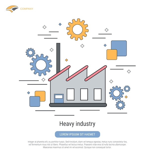 Vetor ilustração do conceito de vetor de estilo de contorno plano da indústria pesada