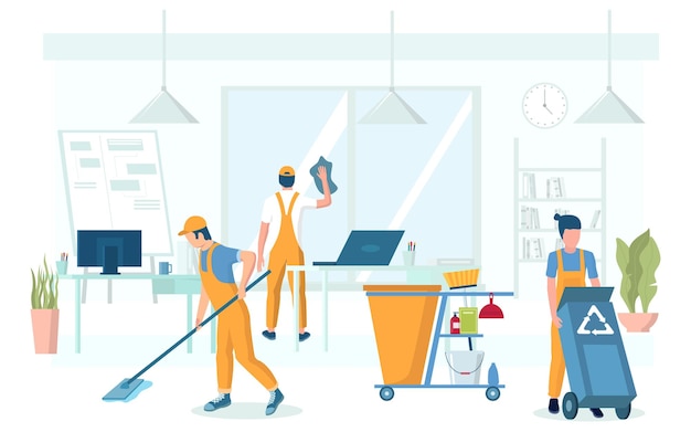 Ilustração do conceito de vetor de serviços de limpeza de escritório profissional