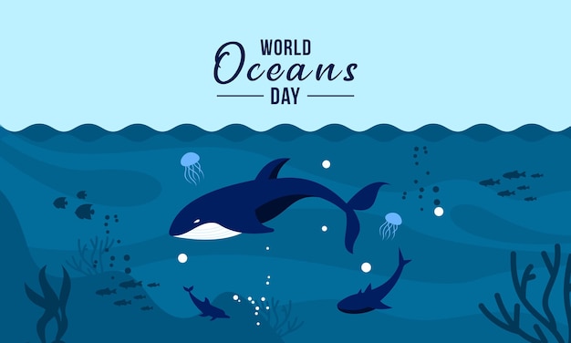 Ilustração do conceito do dia mundial dos oceanos